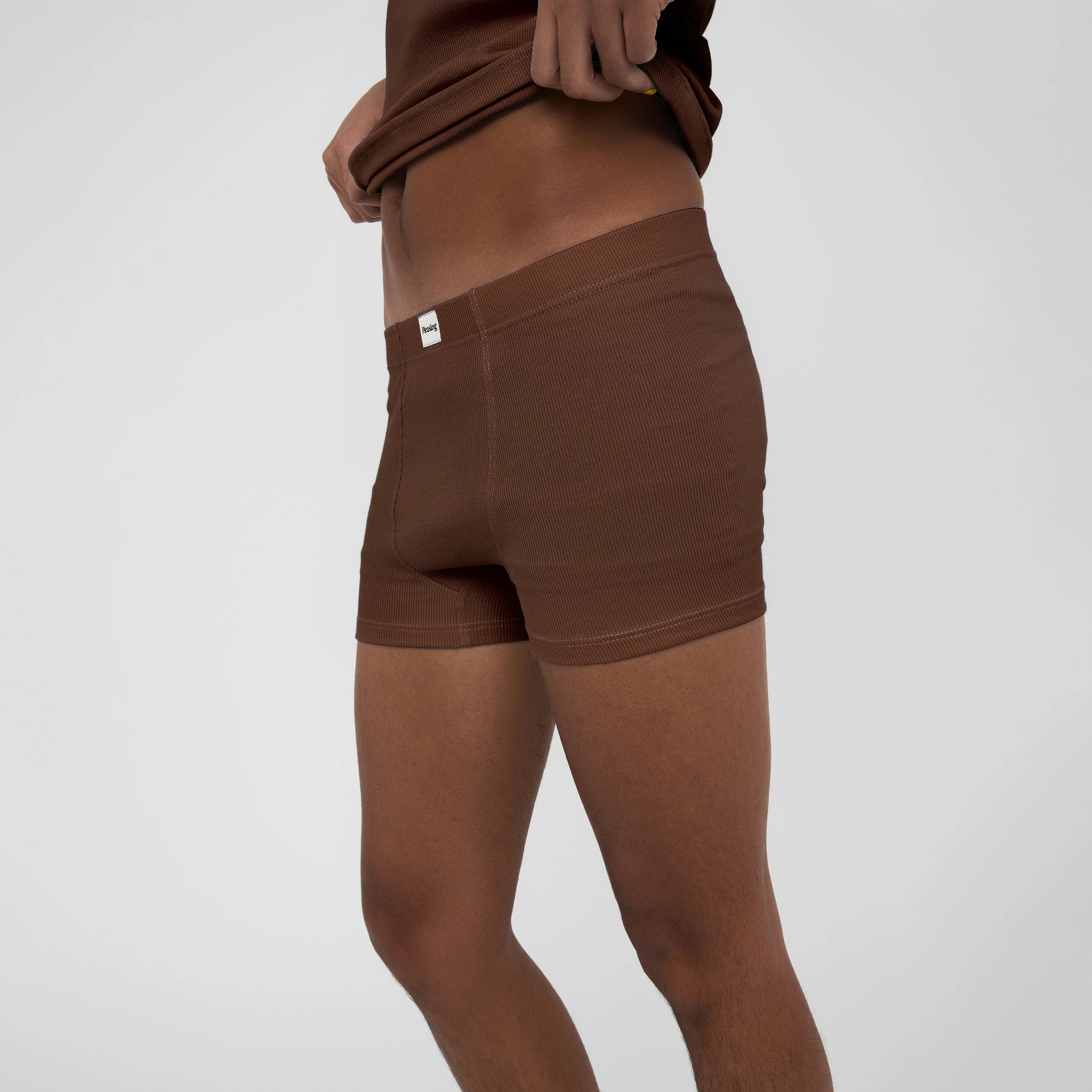 The Pleasing Ribbed Boxer Brief in Brown - Image 15