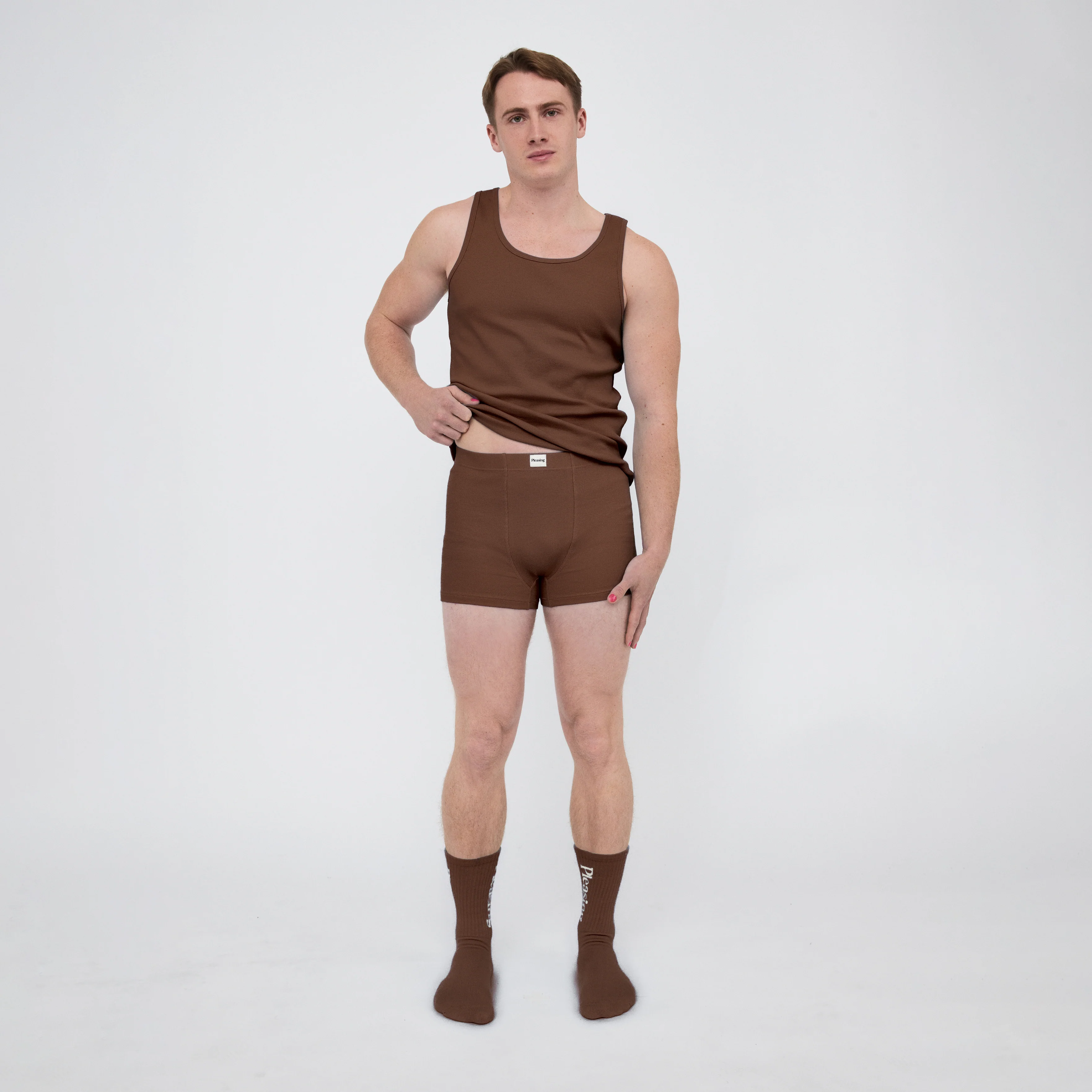The Pleasing Ribbed Boxer Brief in Brown - Image 4