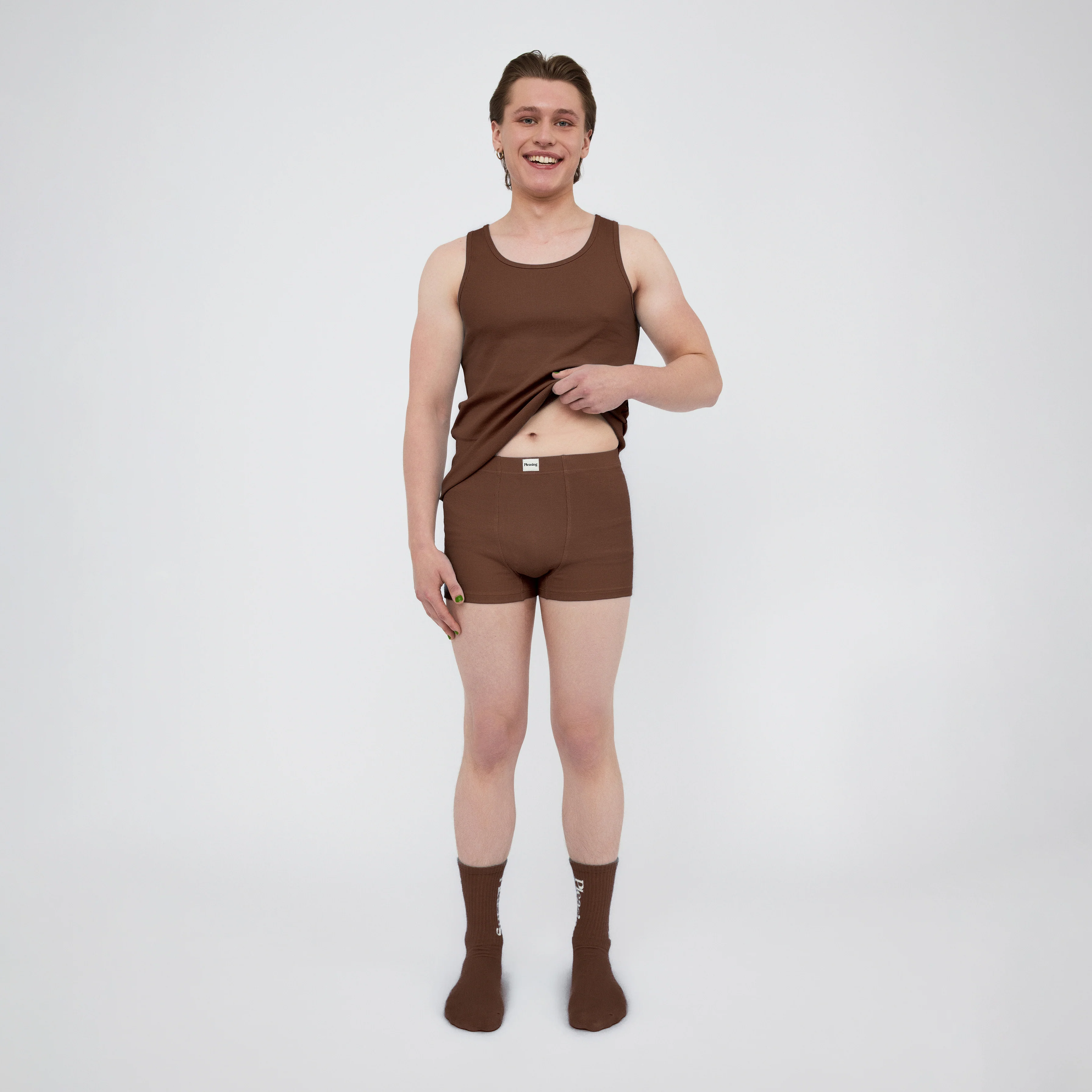 The Pleasing Ribbed Boxer Brief in Brown - Image 6