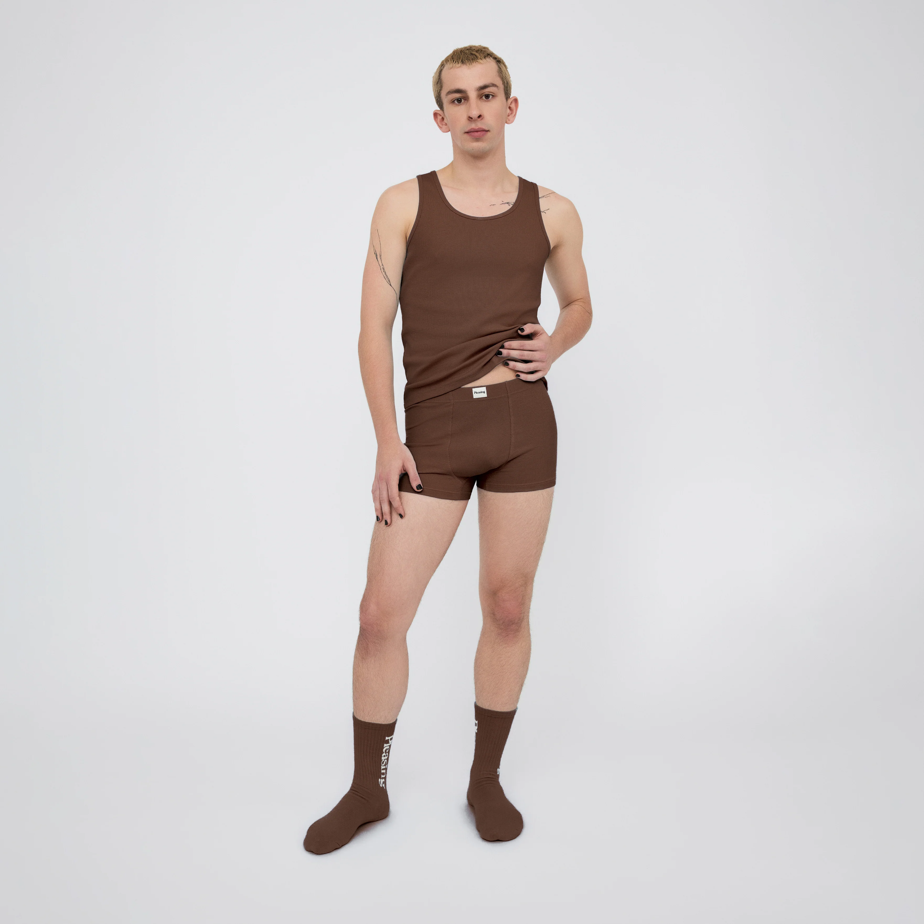 The Pleasing Ribbed Boxer Brief in Brown - Image 9
