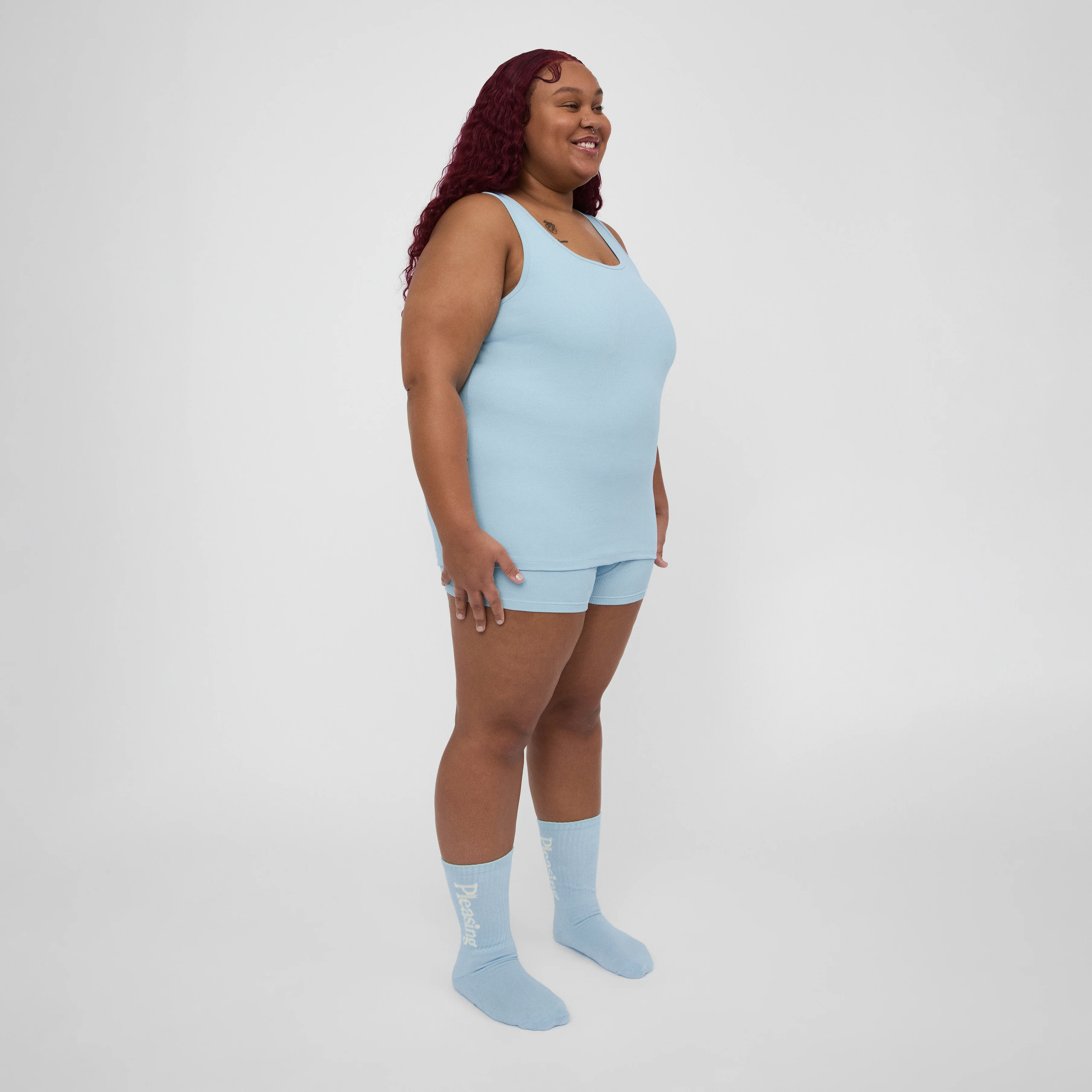 The Pleasing Ribbed Tank in Blue - Image 13
