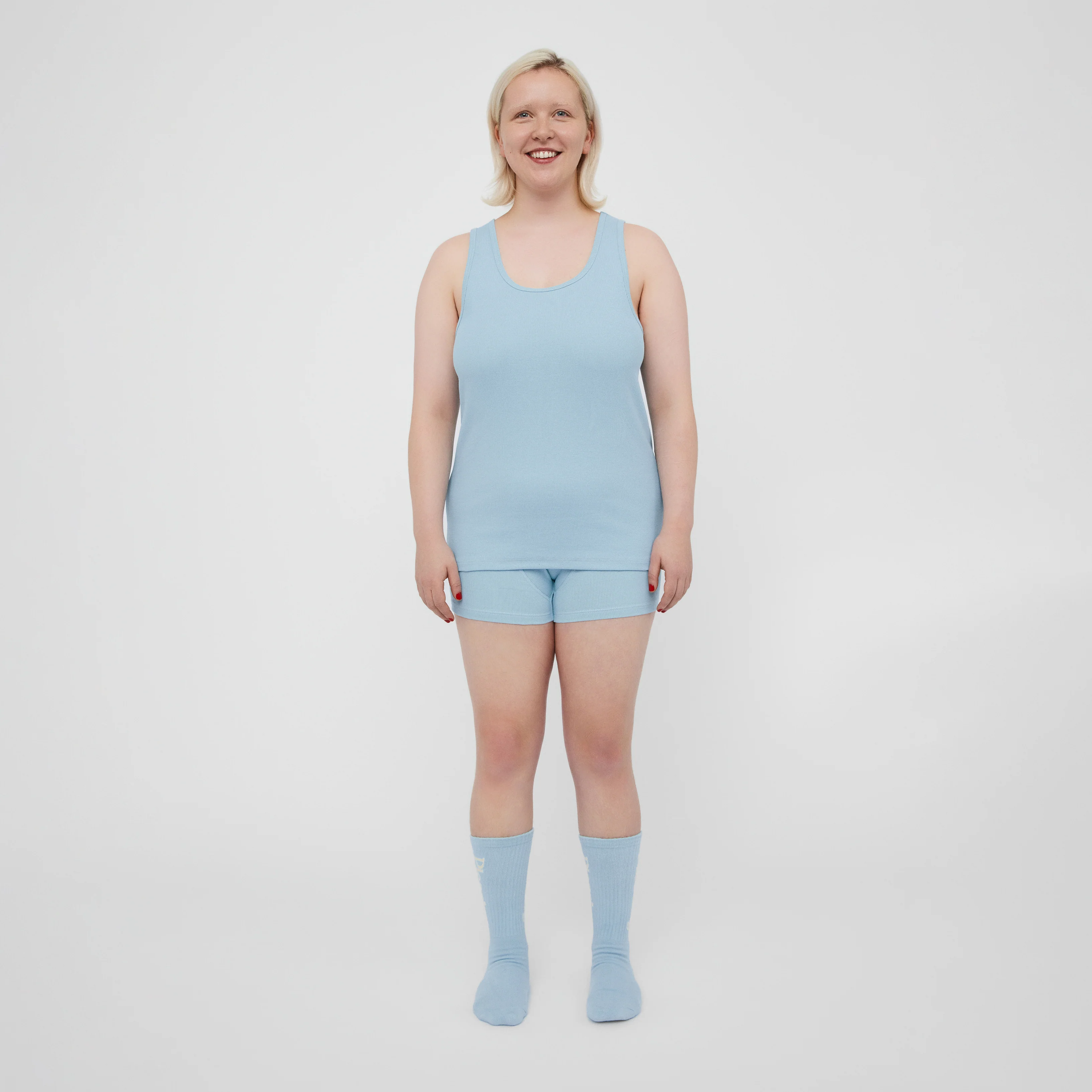 The Pleasing Ribbed Tank in Blue - Image 3