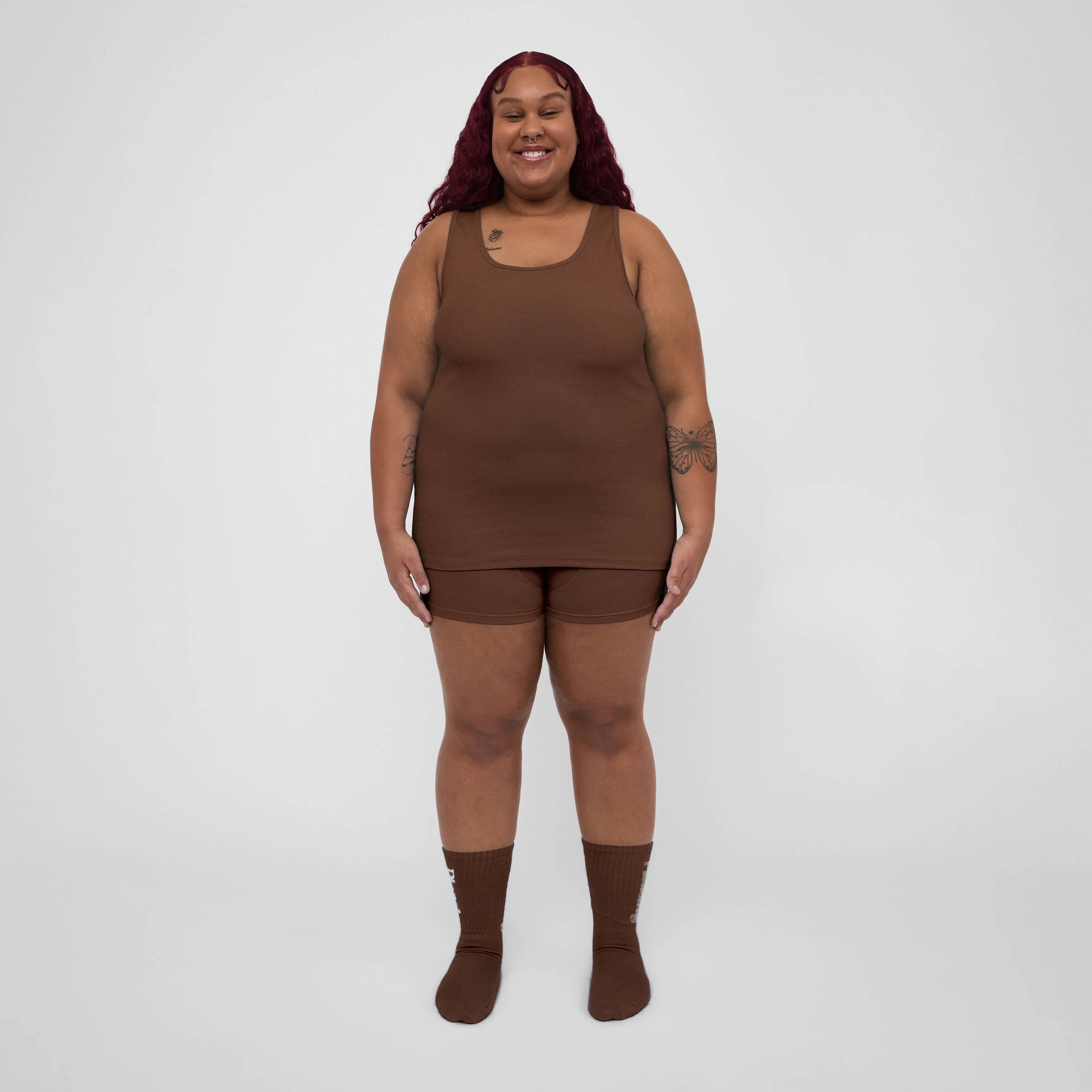 The Pleasing Ribbed Tank in Brown - Image 3