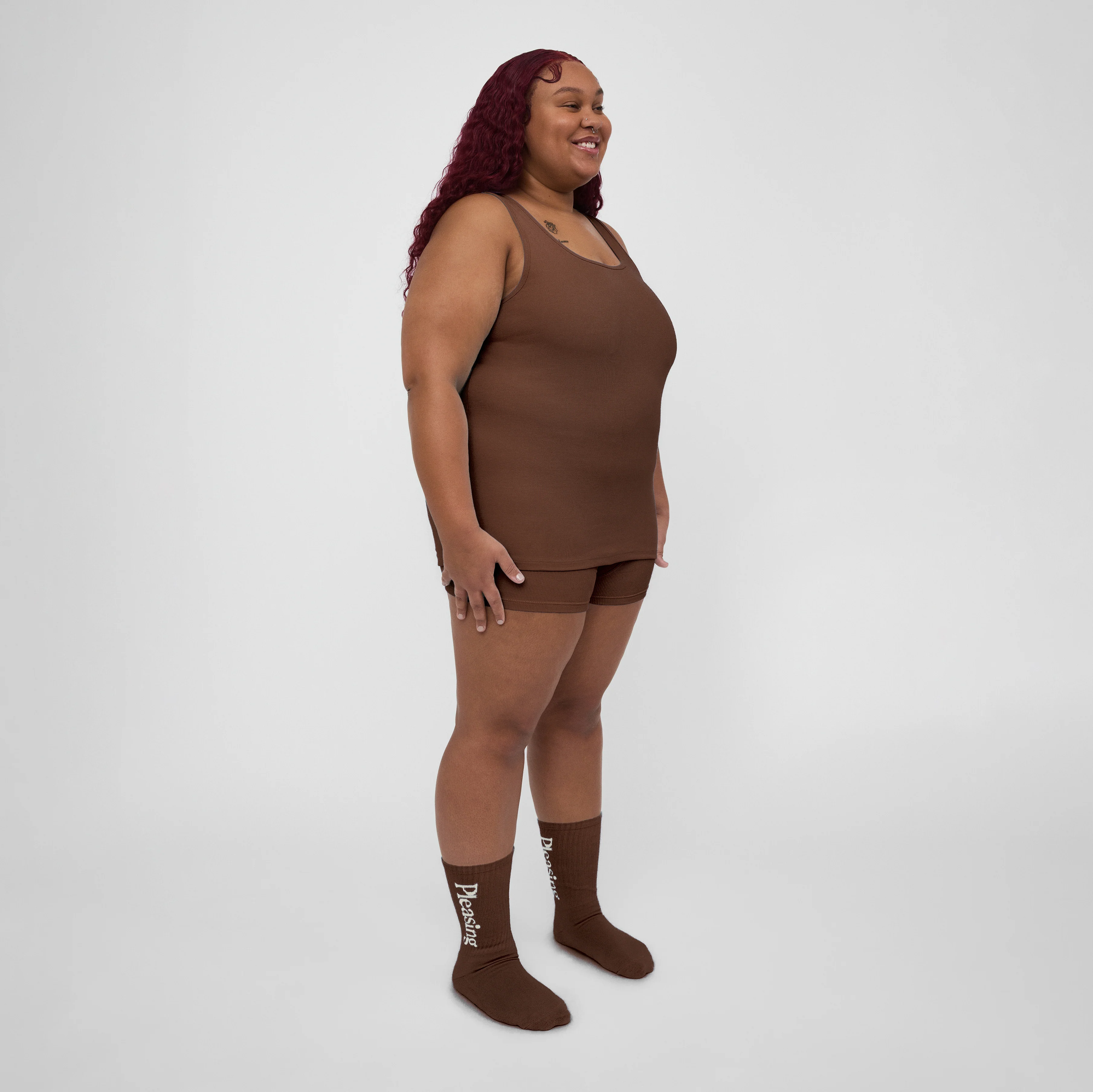 The Pleasing Ribbed Tank in Brown - Image 34